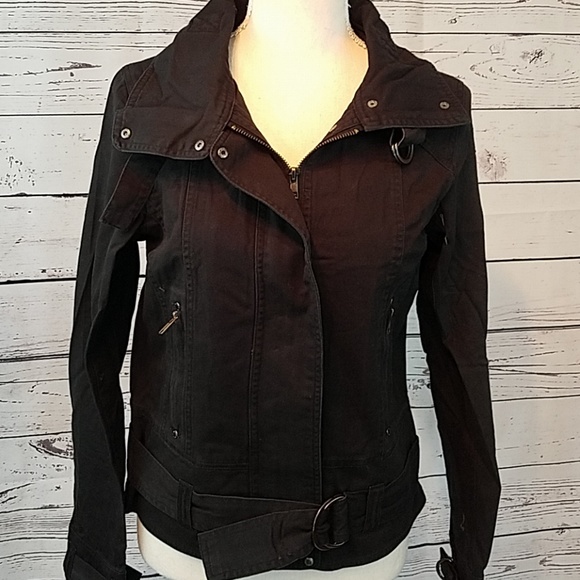 NWT! BLACK DENIM MOTO JACKET - Picture 2 of 5
